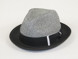 Men's Bently Soft Fedora Briad Straw Hat Stingy Brim Gino Gi210 Black White image 4