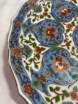 Andrea by Sadek Large Blue Orange Red Floral Decorative Plate Round Serv... - £19.33 GBP