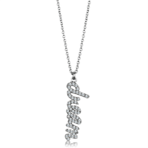 LO3489 - Rhodium Brass Chain Pendant with Top Grade Crystal  in Clear - $430.70 MXN