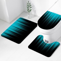 4 Piece Teal and Black Shower Curtain Set Turquoise Blue Aqua Ombre Gray 60Wx72L - $56.94