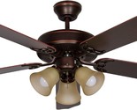 The 52-Inch Luminance Heritage Home Bronze Ceiling Fan With Lights, Over... - $117.98