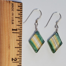 Solid Sterling 925 Silver Handcrafted Earrings with Faceted Fluorite Stones - $19.80