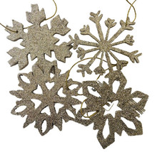 Dept 56 Glittered Snow Flakes Hanging Christmas Tree Ornaments Set of 4 Decor - £5.49 GBP