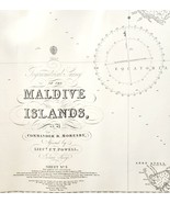 1963 Nautical Ship Map Maldive Islands Trig Survey 44&quot;x28&quot; Sailing Vinta... - $140.32 CAD