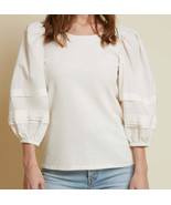 Nation LTD Gracie Pintuck 3/4 Balloon Sleeve Off White Top Med Boho Beach - $842.44 MXN