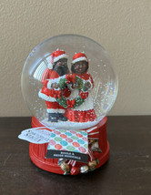 African American Mr &amp; Mrs Santa  Claus With Wreath globe Musical New Christmas - £29.90 GBP