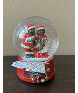 African American Mr &amp; Mrs Santa  Claus With Wreath globe Musical New Chr... - £31.45 GBP