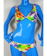 Bond-Eye Australia Floral Ruffled 2Pc. Swim Set 10 bra cup D DD Bikini S... - $16.12 CAD
