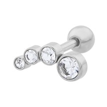 Stainless Steel Tragus with 4 Crystals - £9.59 GBP