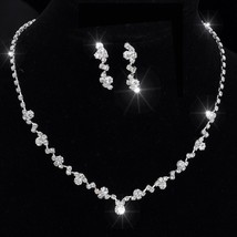 Fashion Women Necklace Earrings Set Alloy Rhinestone Wedding Bridal Lady Dangle  - £17.32 GBP