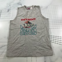 Vintage Detroit Pistons Tank Top Youth Large Heather Grey Old Horse Embr... - $23.12