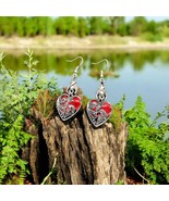 Gothic Heart Shape Drop Dangle Ladies Earrings Gift Dress Pretty Red Wom... - $18.04 CAD