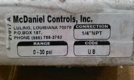 MCDANIEL CONTROLS 0-30 PSI, 1/4&quot; MNPT, - $24.95