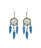 Dream Catcher Long Triple Colored Metal Feather Charm Dangle Earrings - ... - $324.10 MXN