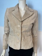 John Paul Richard Uniform Petite Tan Leather 3 Button Blazer Size PS - £22.77 GBP