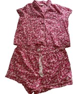 J.Crew Pink &amp; White Floral Print V Neck Short Sleeve Shorts Pajama Set S... - $45.60 CAD