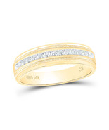 14kt Yellow Gold Mens Machine Set Round Diamond Wedding Band Ring 1/4 Cttw - £781.86 GBP