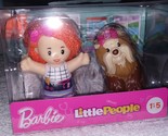 Fisher Price Little People Barbie Redhair Girl &amp; Yorkie Dog Figures New - £8.28 GBP