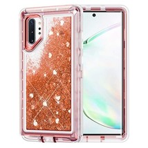 For Samsung Note 10 Transparent Heavy Duty Glitter Quicksand Case w/Clip ROSE GO - £5.30 GBP