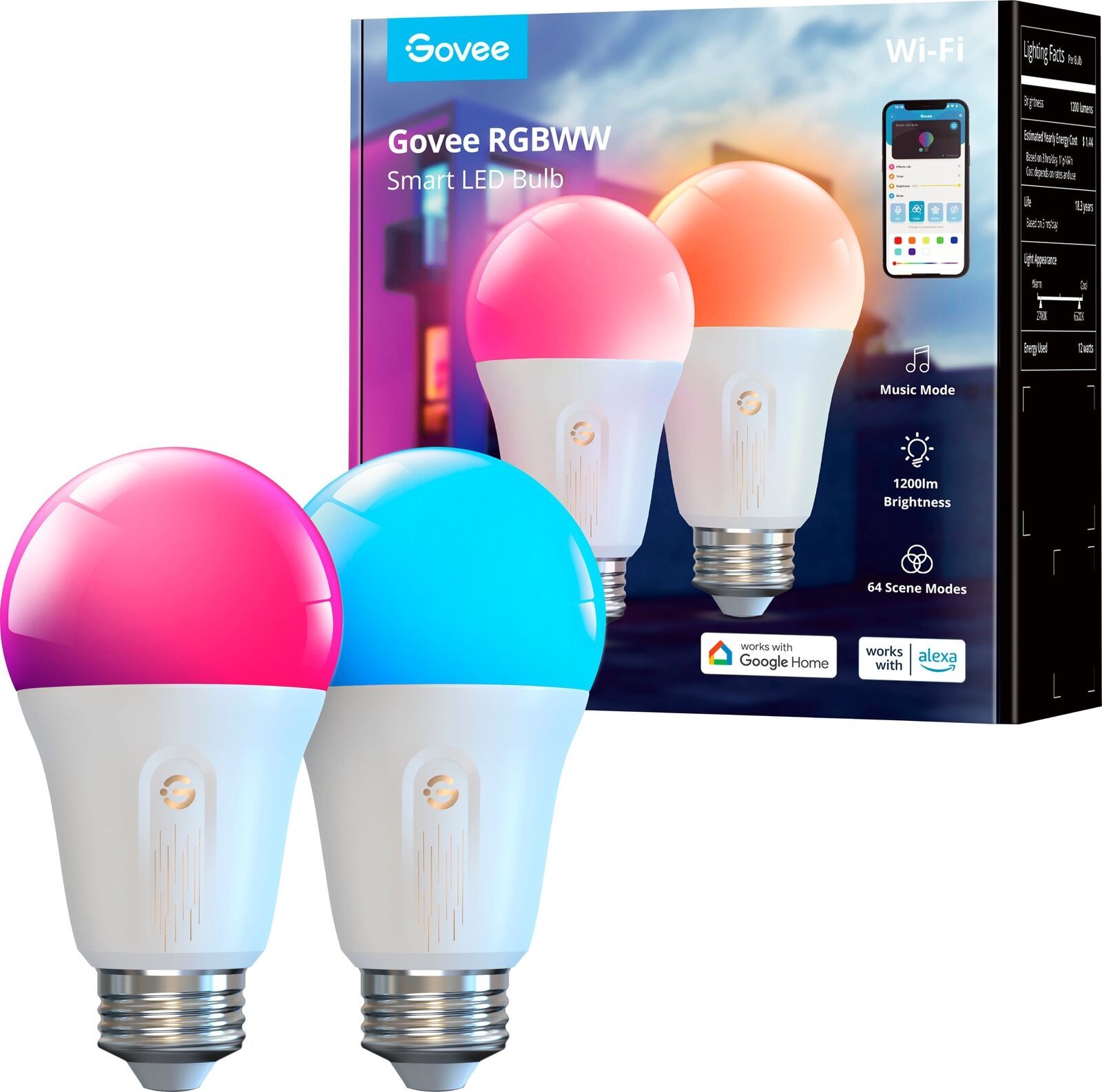 - Wi-Fi 1200Lm Rgbww Led Bulb (2-Pack) - Rgb