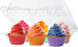 Plastic Cupcake Containers Boxes | 6 Compartment – 42 Pack | Disposable High Dom - £21.72 GBP