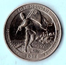  2016 D Washington Quarter - South Carolina - Fort Moultrie - About AU55 - $1.25