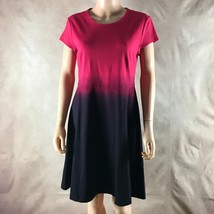 Carmen Marc Valvo Short Sleeve Fit And Flare Dip Dyed Ponte Dress Large - £18.90 GBP