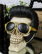 Legendary King Celebrity Skeleton Skull With Golden Iconic Glasses Figurine - £19.97 GBP