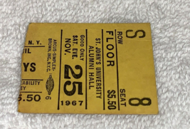 The Beach Boys Buffalo Springfield 1967 Concert Ticket Stub St John&#39;s Alumni Hal - £59.16 GBP