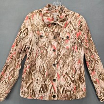 Chico&#39;s Brown Jacket Stretch Trucker Camo Long Sleeves Buttons Women S C... - £8.76 GBP