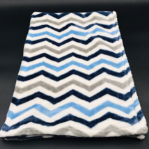 Baby Starters Blanket Chevron Single Layer Zig Zag Blue Gray White - £31.34 GBP