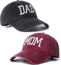 Mom And Dad Hats Set Of 2 Pcs\. Embroidered Adjustable Baseball Caps Gift For - £32.11 GBP