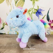 Animal Adventure Blue Unicorn Plush 12&quot;  Rainbow Mane Tail Stuffed Animal 2018 - £11.74 GBP