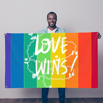 Love Wins Sublimation Flag - 5Ft X 3Ft Polyester With Double Stitched Edges - £25.21 GBP