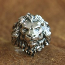 LINSION 925 Sterling Silver King of Lion Ring High Details Mens Biker Punk Ring  - £94.74 GBP