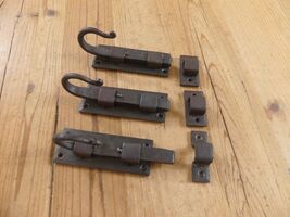 3 IRON FLAT SLIDING LOCK CABINET DOOR CUPBOARD SLIDE LATCH BARN *SOME RU... - $33.99