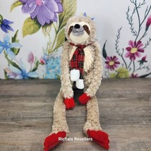 Pier 1 Imports Jumbo Christmas Sloth plush 32&quot; Huge Stuffed Animal Paid Scarf - £15.75 GBP