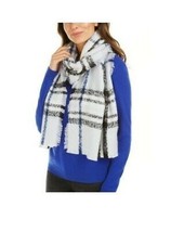 V. FRAAS Womens Scarf Wrap Bouclé Plaid Grey One Size $58 - NWT - £7.18 GBP