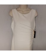 Ivanka Trump Ivory Dress 10 Sleeveless Stretch Ruched Gold Zipper NWT - £28.75 GBP