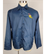 Vtg Pure Oil Engineering &amp; Consultants Nylon Uniform Jacket Cintas Blue L - £46.60 GBP