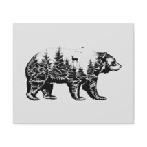 Black and White Forest Bear Pinewood Canvas Print | Personalized Wall Art Decor  - £18.47 GBP+