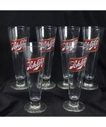 Schlitz Beer Pilsner Beer Glasses Set Of 6 Tall footed 12oz vintage 8.75" Tall - $77.28 CAD