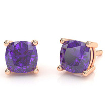 Amethyst 5mm Cushion Stud Earrings in 10k Rose Gold - £183.01 GBP