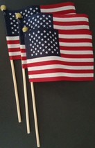 American Mini-USA Flags 4”X6” on 10” Sticks w Gold Ball Top  3 Flags/Pk - £2.32 GBP