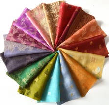8 Inch x 16 Pieces Mixed Colour Recycled Vintage Silk Sari Scraps Remnant - £10.71 GBP