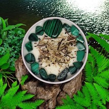 Emerald Vibes Candle with Malachite stones - Transformation &amp; Abundance - $19.33