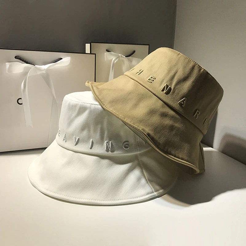 Women Panama Hats Japanese Embroidered Fisherman Hat Black Sun Bucket Hat Cotton - £12.42 GBP
