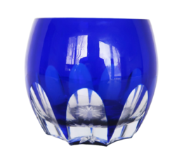 Vintage cobalt art glass cut to clear candy dish bowl - $39.99