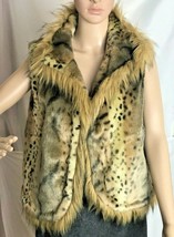 Luciano Dante Women&#39;s Faux Fur Vest Size S Heavenly Soft Animal Print Ho... - $42.18