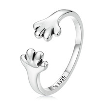 New Trendy Genuine 925 Silver Giraffe Open Ring for Women Puppy Paw Elephant Rin - £17.04 GBP